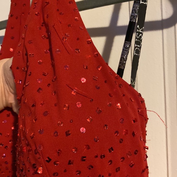 Red Sequin Halter Dress - Picture 3 of 6